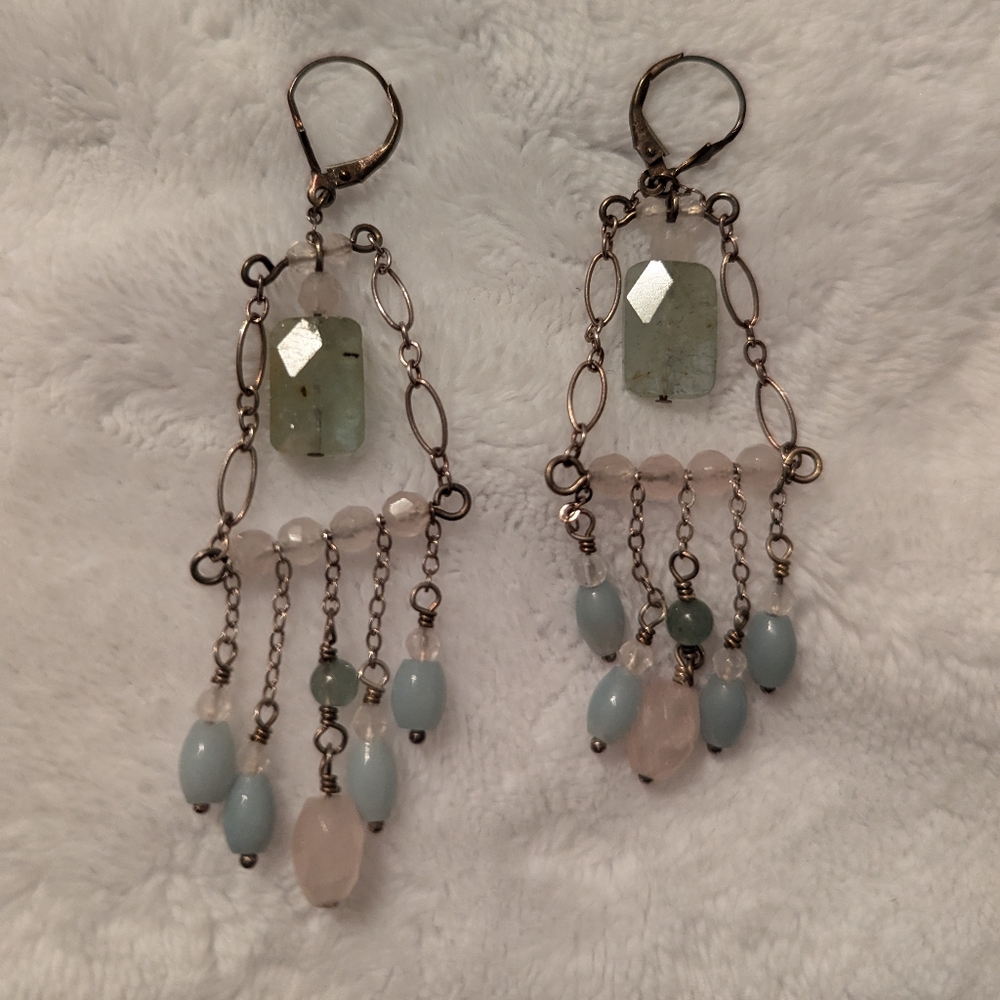 Labradorite beaded dangle earrings